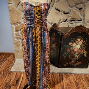 Band of Gypsies Strapless Long Flared Leg Romper